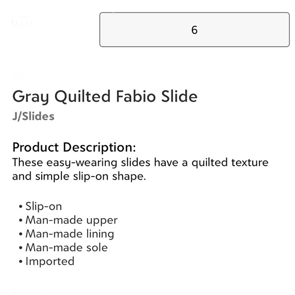 J/Slides Gray Quilted Fabio Slide Sandals Women’s Size 6 Medium NEW in Bag - Picture 4 of 4